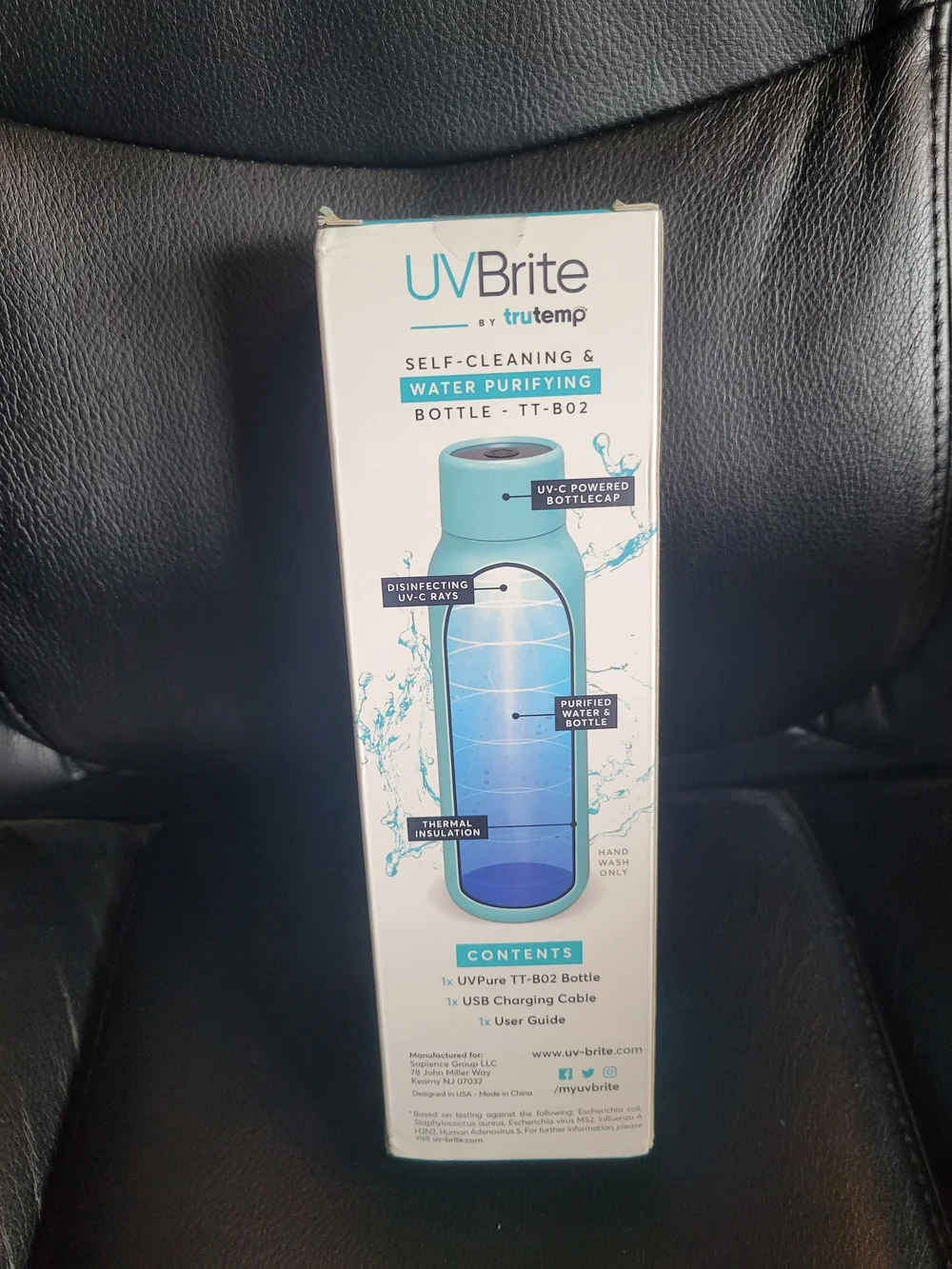 UVBrite Blue Self-Cleaning Insulated Water Bottle
